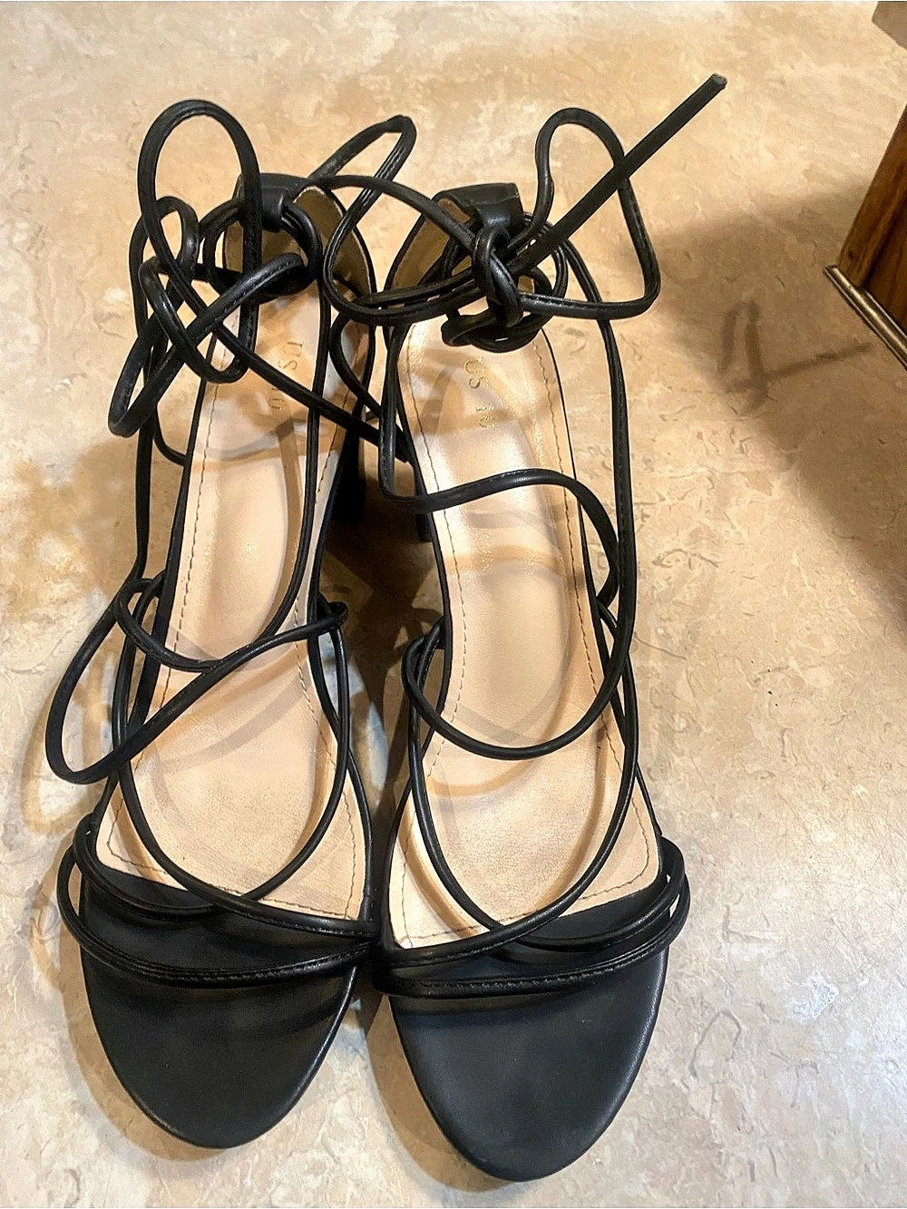 Lulus Aribaa Black Lace-Up High Heel Sandals US 10